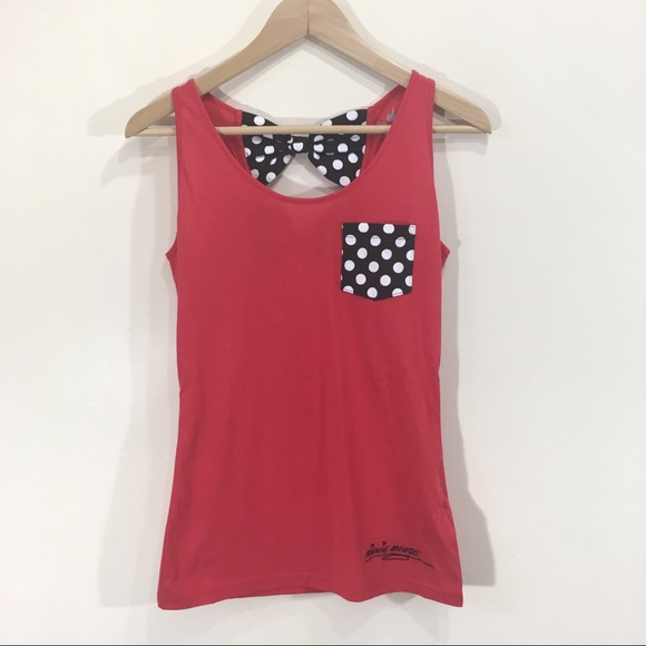 Minnie Mouse Bow Tank Top Cut Out Small Red